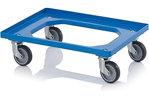AUER Heavy Duty Dolly Transport Trolley for 600 x 400 Euro Plastic Stacking Containers - 250kg Load Capacity 4 Swivel Castors Office & Home Move