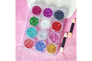 DYLXINGTU 12 Couleurs Body Glitter Gel, Paillettes de visage, Body Gel paillettes Shimmer liquide fard à paupières, Paillettes Chunky Holographique Laser poudre Festival Glitter