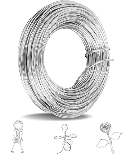 VynyQoo Basteldraht 1mm – 56m, Flexibler Aluminiumdraht, Silber, Für Schmuck, Skulpturen & Blumen
