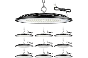 ZXICH 300 W UFO LED High Bay Light, Indoor Spotlight 45000 LM, 6000 K Cool White UFO LED Workshop Lamp, IP65 Waterproof Industrial Lamp, High Bay Light for Factories, Garage, Warehouse (Pack of 10,