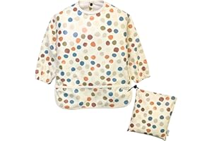 LAUTOKI®| Baberos Bebe Impermeables + Bolsita de Transporte |Talla12-36M| Babero con Mangas Impermeable | Bolsillo canguro y puños elásticos | Babete Impermeável Bebe |Baberos bebe| Baberos con Mangas