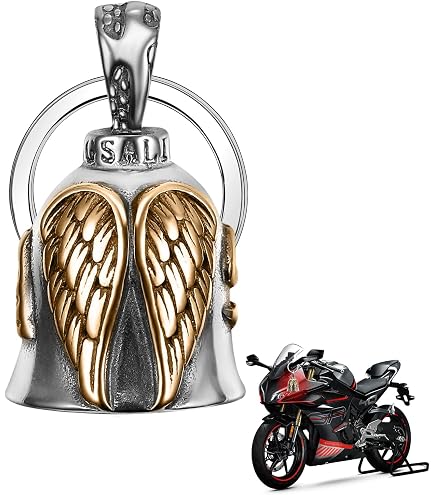 Clochette Moto Porte-Bonheur MOCY BELL - Acier Inoxydable Noir - Modèle Bécane