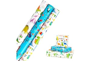 ZJHIOME Dinosaur Wrapping Paper Roll 3 Rolls 43cmx3M Gift Wrapping Paper Dinosaur Birthday Wrapping Paper for Kids Boys Girls Birthday Party Baby Shower Christmas Holiday