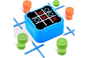 KIMIGO Tic Tac Toe Bolt Game, Elektroniczna Gra w Kółko I Krzyżyk,Przenośna Konsola do Gier Logicznych 5 w 1, Przenośna gra Podróżna dla Rodzinna(Niebieski)
