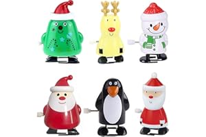 MECCTUCK 6 Stück Weihnachten Aufziehspielzeug, Uhrwerk Spielzeug, Wind Up Pinguin Rentier Weihnachtsbaum Schneemann Weihnachtsmann, Spielzeuge zum Aufziehen, Lustiges Weihnachten Geschenk für Baby Kinder