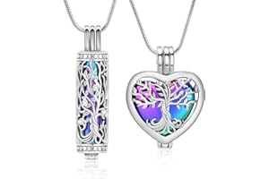 VCCWYQK Zylinder Kremation Schmuck Baum des Lebens Urne Asche Halskette für Frauen Männer Fläschchen Kremation Asche Anhänger Geliebte Memorial Schmuck