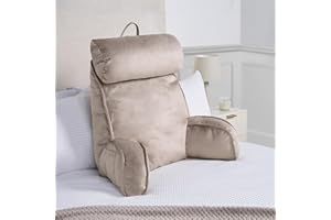 OHS Cuddle Cushion for Adults, Detachable Neck Roll Reading Pillow with Head Rest Super Soft Cosy High Back Support Pillow for Bed Sofa Cuddle Cushion with Arms for Relaxing Comfy, Mink