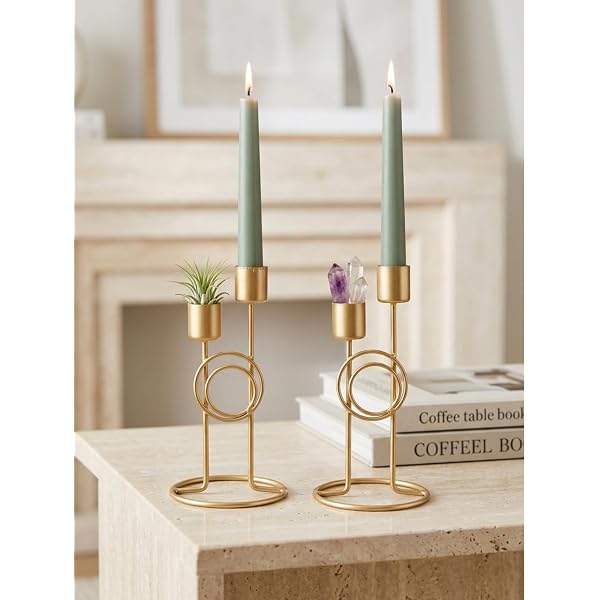 Buy Modern Iron Double Candle Holder Set of 2 – Metal Decorative