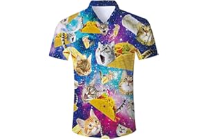 Goodstoworld Mens 3D Printed Casual Holiday Graphic Shirts Funky Summer Cool Short Sleeve Shirt, M-XL