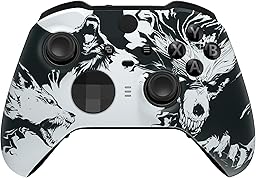 eXtremeRate Front Gehäuse Case für Xbox Elite Series 2/2-Core Controller,DIY-Ersatz Hülle&Thumbstick Accent Ring Shell Zubehör für Xbox Elite Series V2/V3 Gamepad Model 1797-Wolf Seele