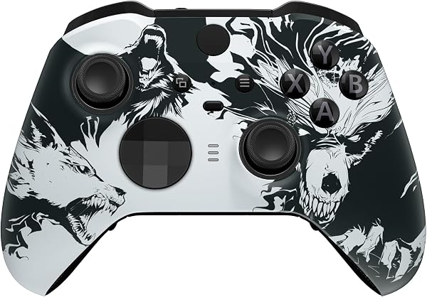 eXtremeRate Front Gehäuse Case für Xbox Elite Series 2/2-Core Controller,DIY-Ersatz Hülle&Thumbstick Accent Ring Shell Zubehör für Xbox Elite Series V2/V3 Gamepad Model 1797-Wolf Seele - 1