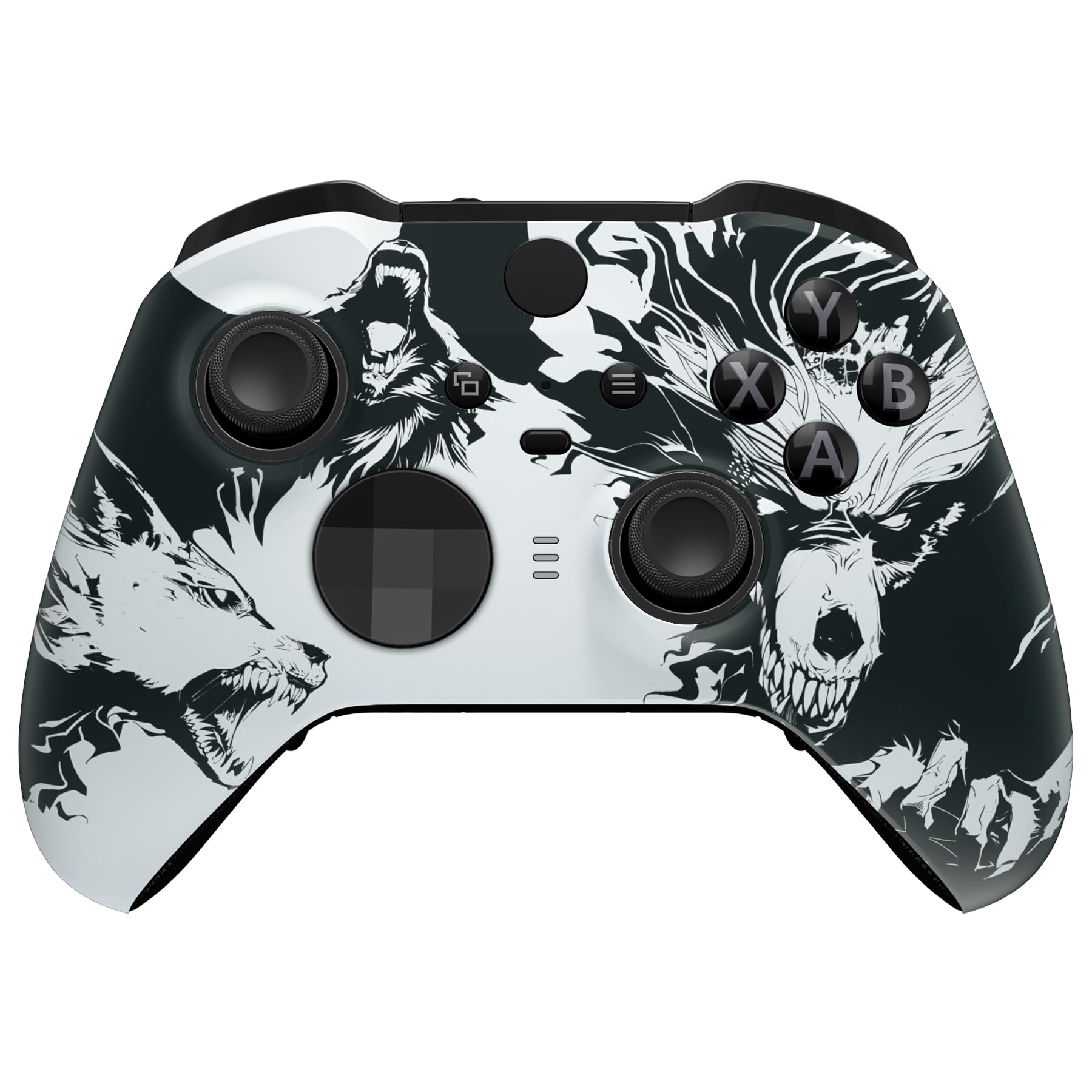 eXtremeRate Front Gehäuse Case für Xbox Elite Series 2/2-Core Controller,DIY-Ersatz Hülle&Thumbstick Accent Ring Shell Zubehör für Xbox Elite Series V2/V3 Gamepad Model 1797-Wolf Seele - 1