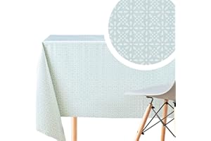 KP HOME Patrón de Retro Flores Mantel PVC en Color Menta Huevo de Pato Mantel Hule 140 x 140 - Fácil de Limpiar Mantel Hule Mesa Cuadrado para Comedor Cocina - Plástico Hules para Mesas Rectángular