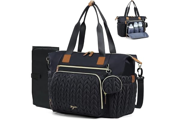 Tonyeee Sac à Langer -Sac Bébé avec Matelas à Langer Grand sac à langer pour bébé Imperméable - Portable Sac à bandoulière -Sac à bandoulière pour bébé avec bretelles