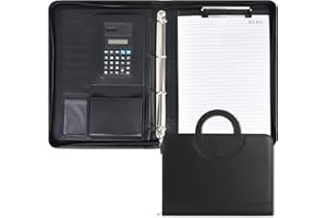 Colexy A4 Teczka na dokumenty, skórzana teczka konferencyjna z zamkiem błyskawicznym, 10 kieszeni na dokumenty, 9 przegródek na karty, dodatkowe miejsce do przechowywania, notatnik, czarny