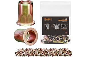 HANGLIFE Rivetti Filettati, M8 Metric Inserti Filettati (50 Pezzi) - Dadi per Rivetti a Testa Piatta, Zincati, in Acciaio al Carbonio con Corpo Zigrinato