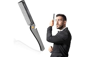 BRRNOO Klappbarer Bartkamm, Faltbarer Edelstahl-Kamm für Männer - Runder Kamm aus Rostfreiem Stahl, Haar- und Bartkamm, Klapptasche Schnurrbart-Formkamm für Friseursalon und Haushalt,Friseur Styling Tool(2#)