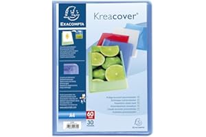 Exacompta - Réf. 5739E - 1 Protège-documents Kreacover Chromaline - 30 pochettes cristal lisse - 60 vues - pour A4 - dim 24 x 32 cm - couverture en polypro semi-rigide - 5 couleurs aléatoires