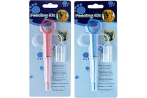 HRASY Lot de 2 distributeurs de comprimés en plastique pour chat et chien (rouge et bleu)