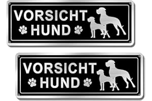 ‎SINMAO SINMAO 2 Stück Warnung vor dem Hund Schilder Metall Alu Lustig 25x9cm Klein Vorsicht Hund Schild | Warnschild Hund | Hundeschilder Warnung
