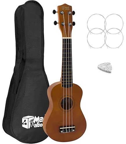 Ukulele Soprano Per Principianti - Nero Con Custodia, Corde Aquila E Plettro | World Rhythm
