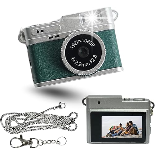 FETACA Mini Digital Camera with Filter Modes, 1080p FHD Video, Flashlight & Keychain | Portable Cute Vlogging Camera for Travel, Gifts & Fun (Green)
