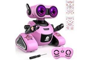 Yerloa Robot para niños niñas, Juguetes Robot de Control Remoto Recargable con Pegatina, Baile y música, Juguetes Robot para niños de 3 4 5 6 7 8 años Regalo