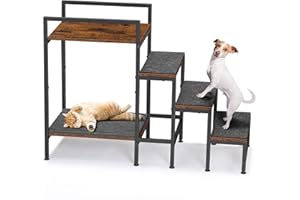 CADUKE Dog Steps 63cm High for Bed & High Sofa, Pet Dog Steps with Ajustable Feet, Non-Slip Dog Stairs for Small Medium Dogs and Cats, Easy Assembly