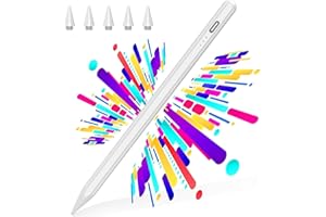 AMZBOSS Stylet pour iPad 2018-2025, Pencil Charge Rapide, Reject de la Paume, Commande Tactile Sensible et précise Compatible iPad A16/10/9/8/7/6,Pro 11/12.9,Air 3/4/5/M2/M3,Mini 5/6(Blanc)