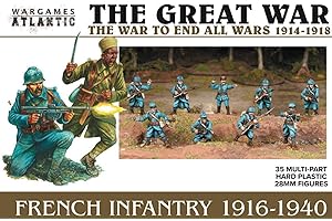 Wargames Atlantic The Great War - Fanteria francese 1916-40 (35 personaggi) in plastica dura multiparte (POLISTIRENO AD ALTO impatto) 28 MM Figure ……