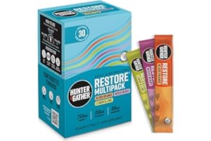 Hunter & Gather Restore Electrolytes Sachets x 30 I No Added Sugar or Artificial Sweeteners I 100% Natural Hydration I Optimal Mineral Ratio with Pink Himalayan Salt I Keto I with Natural Monk Fruit