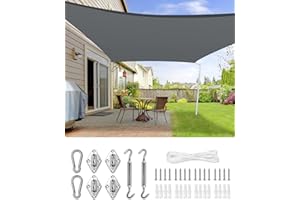 LOVE STORY Toldo Vela de Sombra 2x3m con Kit de Montaje Rectangular Antracita,Toldo de Tela Sombra Curvada,Transpirable Permeable (HDPE) con Protección 95% UV para Patio Exterior, Porche, Jardín