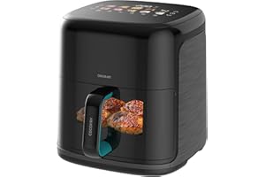 Cecotec Freidora de Aire sin Aceite 6,5L Plancha Grill con 4 Resistencias Ahumador Integrado Air Fryer Cecofry&Grill Smokin'Prime 6500. 2200W, Pared Divisoria Móvil, 40-20ºC, 10 Menús