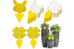 iYinJuan Zestaw 60 pułapek na muchy i owady, żółte, lepkie pułapki, pułapki pokryte klejem, dekoracje do ogrodu lub do pomieszczeń, kształt zająca i marchewki