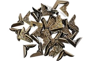 TIHOOK 40 STK Buchecken, Schutzecke, Vintage Eckenschutz Metall, Schutzecke Kantendekor, 30 x 30 mm, zum Schutz und Dekoration von Bücher Alben Menue Ordner
