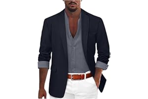 GENERISCH Giacca casual leggera da uomo, in lino, sportiva e traspirante, taglio regolare, stile moderno, per lavoro e tempo libero in estate e autunno, tinta unita