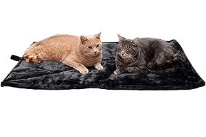 Furhaven Large Cat Bed ThermaNAP Quilted Faux Fur Self-Warming Pad, Washable - Black, Large