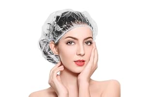 AOGOE 100 PCS Gorros de Ducha Desechable, Gorro de Ducha Desechable de Plástico Impermeable, Elásticos Gorros de Ducha de Plastico Transparente para Hogares, Hoteles, Viajes, Spa y Peluquerías