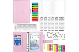 ‎UMRIOX Umriox A6 Budget Planner deutsch Binder Budget, cash stuffing, Geldumschläge Organizer,Umschlagmethode sparen,Ringbuch A6 Leder,Haushaltsbuch mit Folien/Umschlägen, Geldorganisation Ordner, Rosa