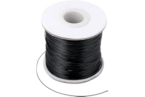 SHAPPY Nachahmung Leder Thread Geflochten Gewachst String, Schwarz (160 Meter, 0,5 mm Durchmesser)