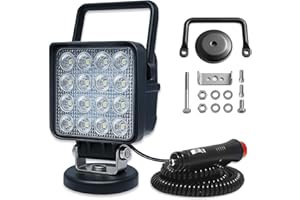 Willpower 1pcs Faro da Ricerca Led con base magnetica, riflettore portatile da 4 pollici 48W, fari led per auto SUV rimorchio trattore camion campeggio