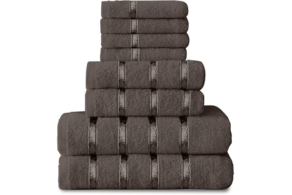 GC GAVENO CAVAILIA 8-delad handduksset – egyptisk bomull | ansiktshandduk | handduk | badhandduk | – snabbtorkande och mycket absorberande handdukar mörkgrå – tvättbara handdukar för badrum