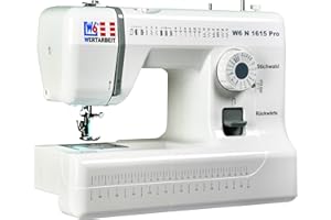 W6 WERTARBEIT W6 Nähmaschine N 1615 Pro mit 17 Programmen | Freiarm | automatischer Einfädler | obenliegende Spule | Umlaufgreifer | Knopflochautomatik | Jeans nähen | Reißverschluss, Metall