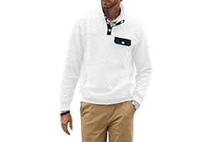 JMIERR Felpa Uomo Manica Lunga Casual Diamond Pattern Stand Up Collar Button Up Pullover Felpe S-2XL