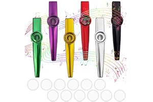 Baxcdyswe 6 Pièces Kazoo Instrument, Kazoo Enfant avec 12 Membranes, Kazoo Métal, Kazoo Jeu Blind Test en 6 Couleurs pour Cadeaux de Fête, Flûte Nasale pour Enfants, Amateurs de Musique, Débutants