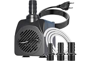 Knifel Springbrunnenpumpe 25W 1500L/H Automatische Abschaltung bei Niedrigwasser Schutz vor überhitzung Funktion Ultra Leise Teichpumpe Wasserpumpen Mit 1,8m Kabel für Brunnen, Hydroponik-Systeme