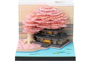 QXIAO Schreibtischkalender 3D Kunst Kalender Haftnotizen Kalender in Papier Schnitzen Reißbar Kreative Memo Kalender Kunst Kalender Papier Schnitzen Geschenk Haus Skulptur für Weihnachten Home Office