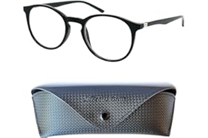 Mini Brille Occhiali Rotondi Anti Luce Blu con Lenti Trasparenti, Montatura in Plastica, Computer Occhiali da Lettura Donna e Uomo