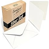 Japun - Set di 50 biglietti pieghevoli vuoti incluse buste, carte pieghevoli, per disegnare, etichettare o stampare - DIN A6 