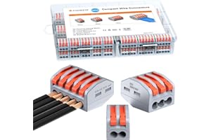 FIDECO Electrical Connector Blocks, 60 Pack Wire Connectors, Conductor Wire Clamp Terminal Block with Levers for Solid, Stranded, and Flexible Wire Cables
